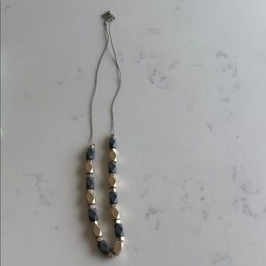Chic Gold & Grey Geometric Beaded Necklace